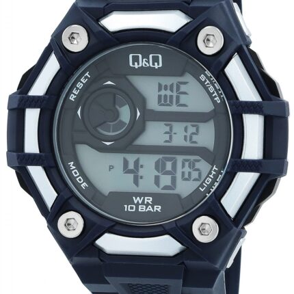 Q&Q Silicon Band Digital Watch Blue/Silver 10ATM (Kids') G18A-006VY