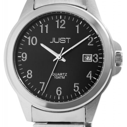 Just Edelstahl Herrenarmbanduhr mit Zugarmband, 3-Zeiger, Datumsanzeige