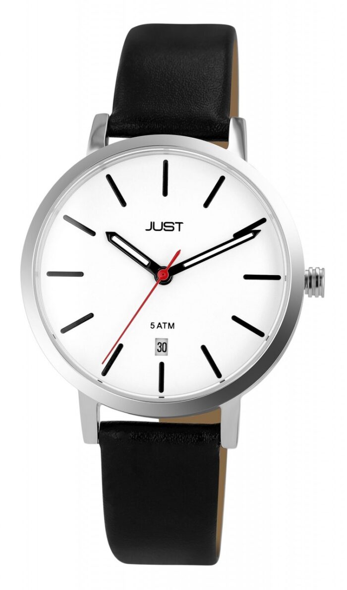 Just Basicuhr mit Echtlederarmband, Datumsanzeige, 5 ATM - Image 1