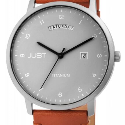 Just Titan Herrenuhr mit Echtlederarmband, 5 ATM