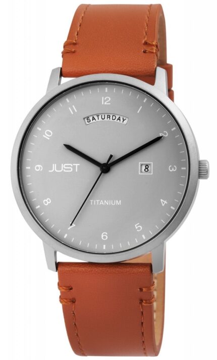 Just Titan Herrenuhr mit Echtlederarmband, 5 ATM