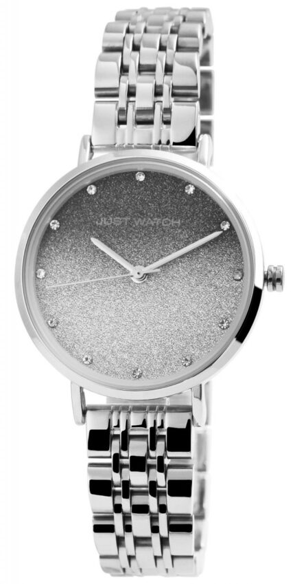 Just Watch Damenuhr mit Edelstahlarmband und buntem Glitzer-Zifferblatt
