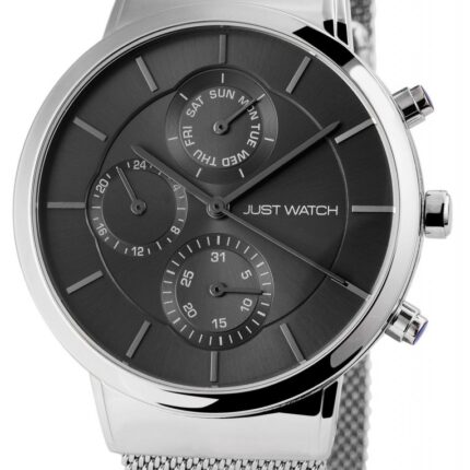 Just Watch Herrenuhr "Steve" Multifunktion, Milanaiseband Edelstahl, Ø 42 mm