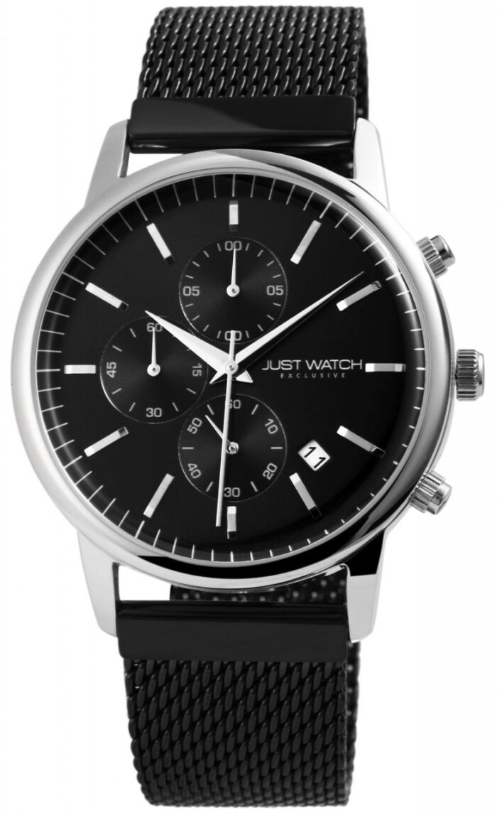JUST WATCH EXCLUSIVE Herrenuhr "Albert" Chronograph, Edelstahl, Milanaise, Ø ... - Image 1