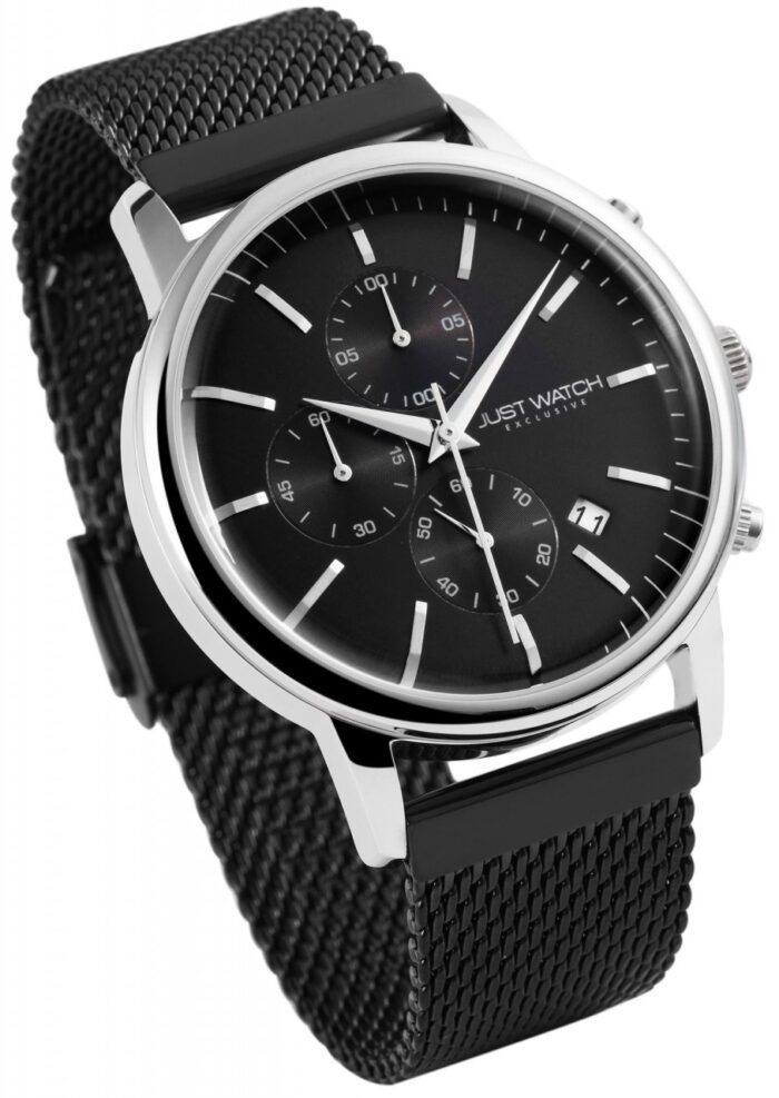 JUST WATCH EXCLUSIVE Herrenuhr "Albert" Chronograph, Edelstahl, Milanaise, Ø ... - Image 4