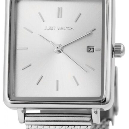 Just Watch Damenuhr "Sienna" mit Milanaisebande, Edelstahl, Rechteckig