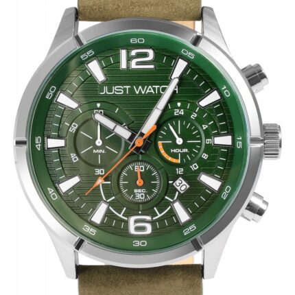Just Watch Herrenuhr "Evander" Chronograph mit Echt Lederband, Ø 47 mm