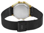 Q&Q Digitaluhr für Damen, Milanaisearmband, Edelstahl, 3 bar, schwarz/goldfarben - Image 3