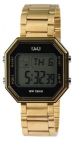 Q&Q Digitaluhr mit Gliederarmband, 5 ATM, goldfarben
