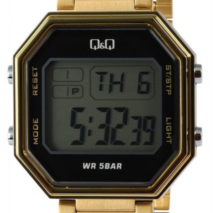 Q&Q Digitaluhr mit Gliederarmband, 5 ATM, goldfarben
