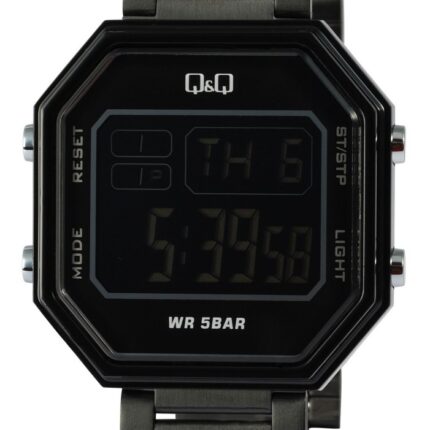 Q&Q Digitaluhr mit Gliederarmband, 5 ATM, schwarz