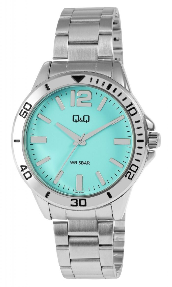Q&Q Herrenuhr, Edelstahlarmband, silberfarben/gelb, 5 ATM, Ø 44 mm - Image 4