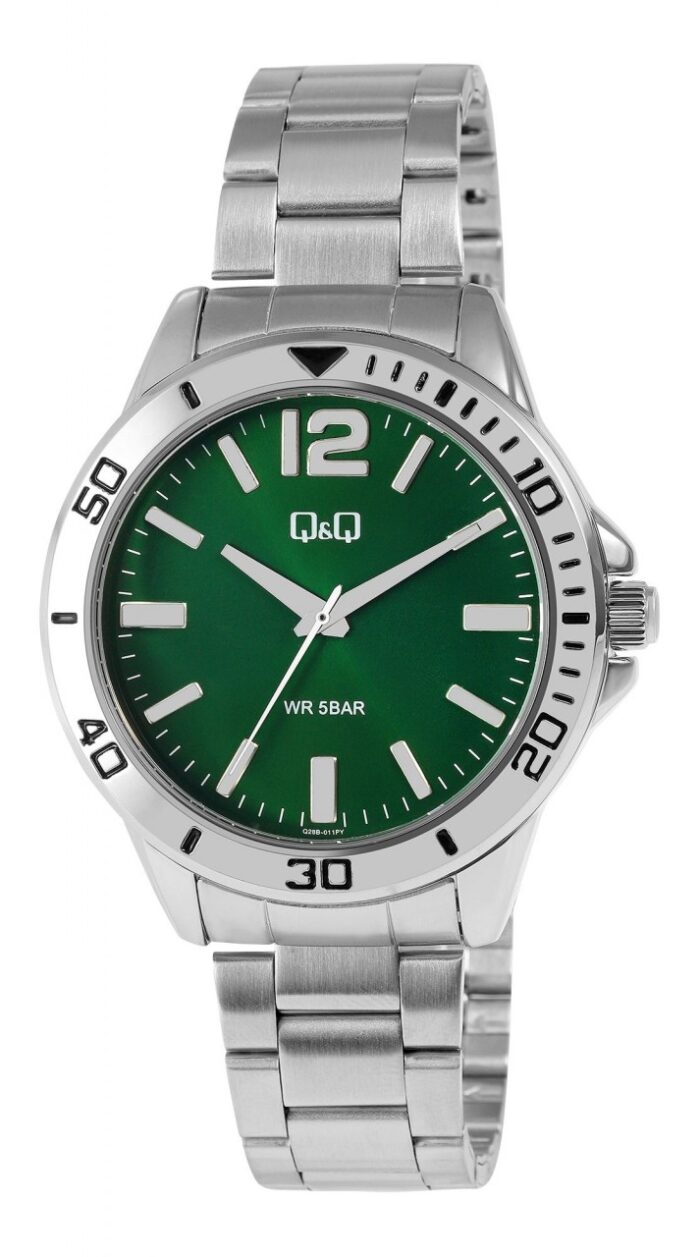 Q&Q Herrenuhr, Edelstahlarmband, silberfarben/gelb, 5 ATM, Ø 44 mm - Image 7