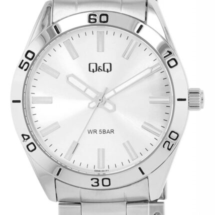 Q&Q Herrenuhr mit Edelstahlband 5 BAR, silberfarben