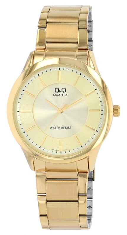 Q&Q Herrenuhr mit Edelstahlband, 3 BAR, goldfarben