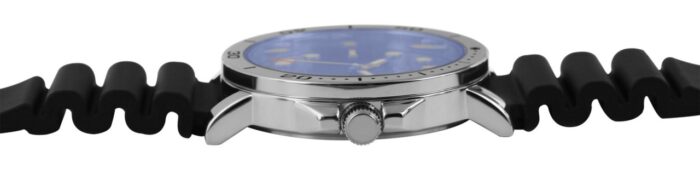 Q&Q Herrenuhr mit Silikonarmband, 5 bar, schwarz/blaues ZB - Image 2