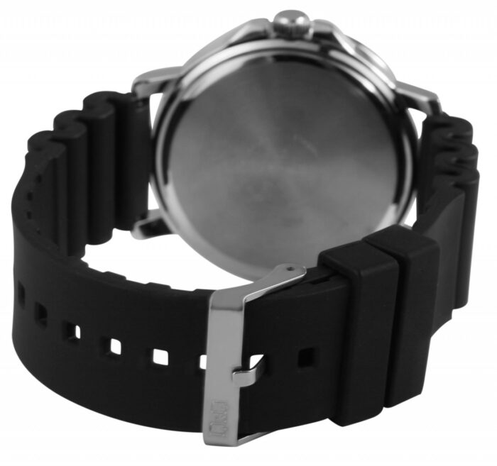 Q&Q Herrenuhr mit Silikonarmband, 5 bar, schwarz/blaues ZB - Image 3