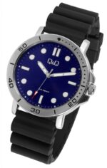 Q&Q Herrenuhr mit Silikonarmband, 5 bar, schwarz/blaues ZB - Image 4