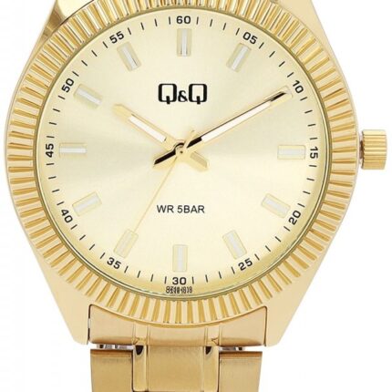 Q&Q Herrenuhr mit Edelstahlarmband, 5 Bar, goldfarben