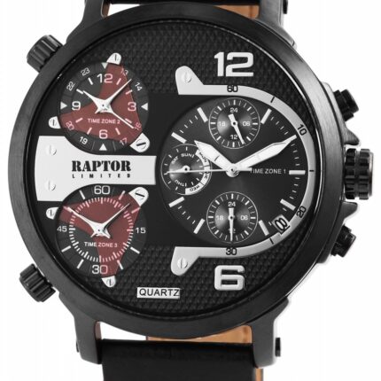RAPTOR LIMITED Multifunktions-Herrenuhr "Maxx" mit Echtlederband