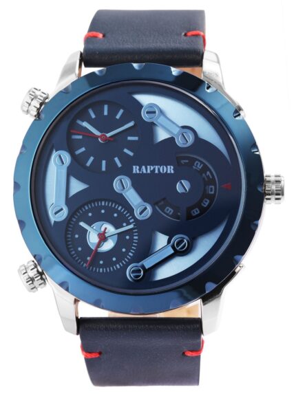Raptor Herrenuhr "Tripple" mit Echt Lederband, 3 Uhrwerke