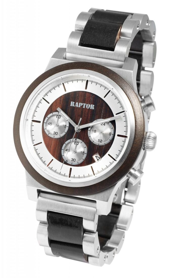 Raptor Limited Herrenchronograph "Brios" aus Edelstahl und Holz - Image 4