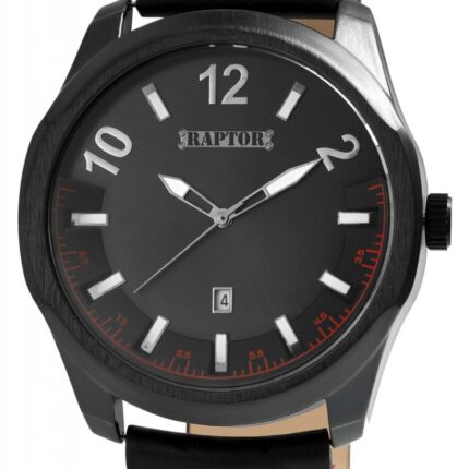 Raptor Herrenuhr "Charley" mit Echtlederarmband, Datumsanzeige