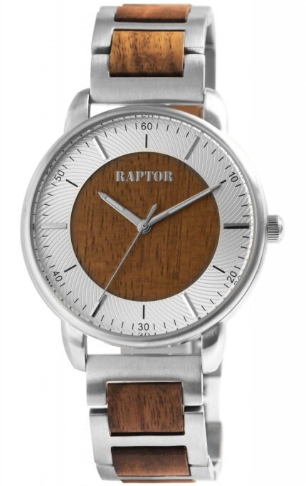 Raptor Herrenarmbanduhr "Lias" aus Edelstahl und Holz