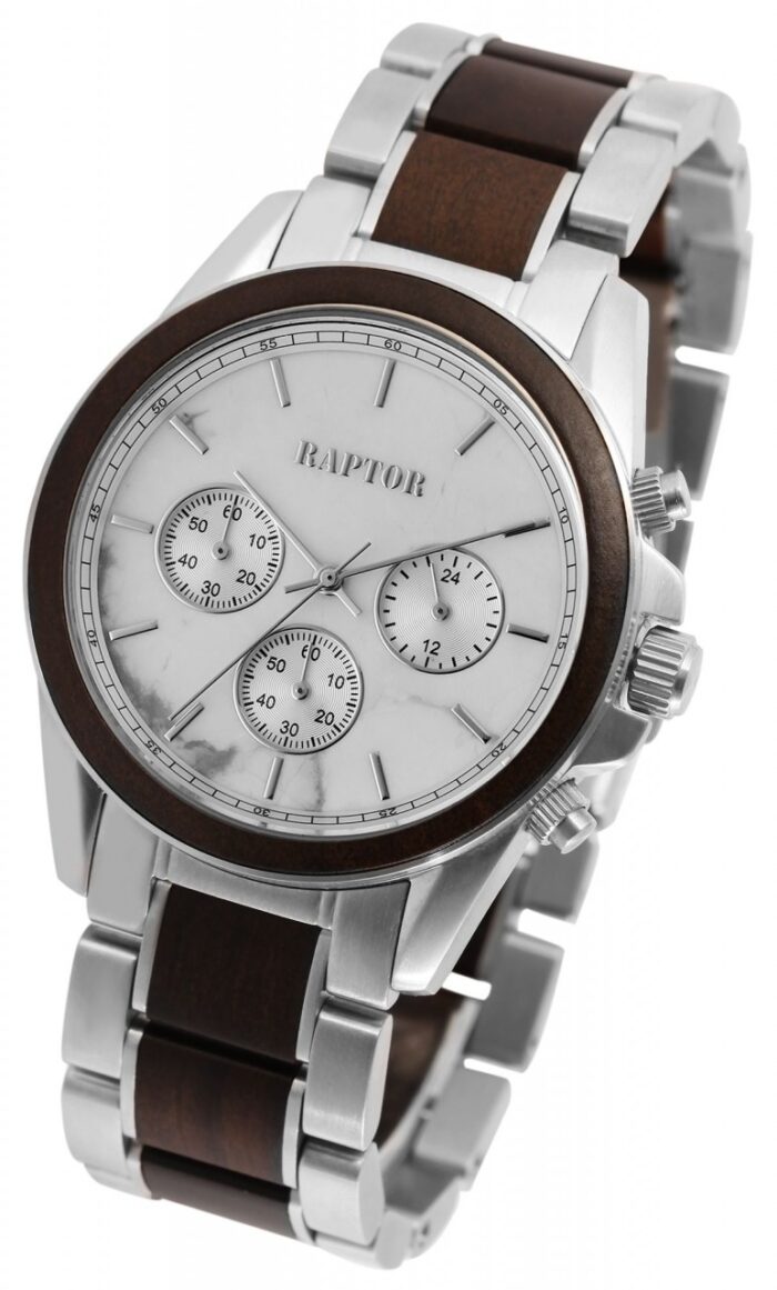 Raptor Herrenchronograph "Chiko" aus Edelstahl und Holz - Image 4