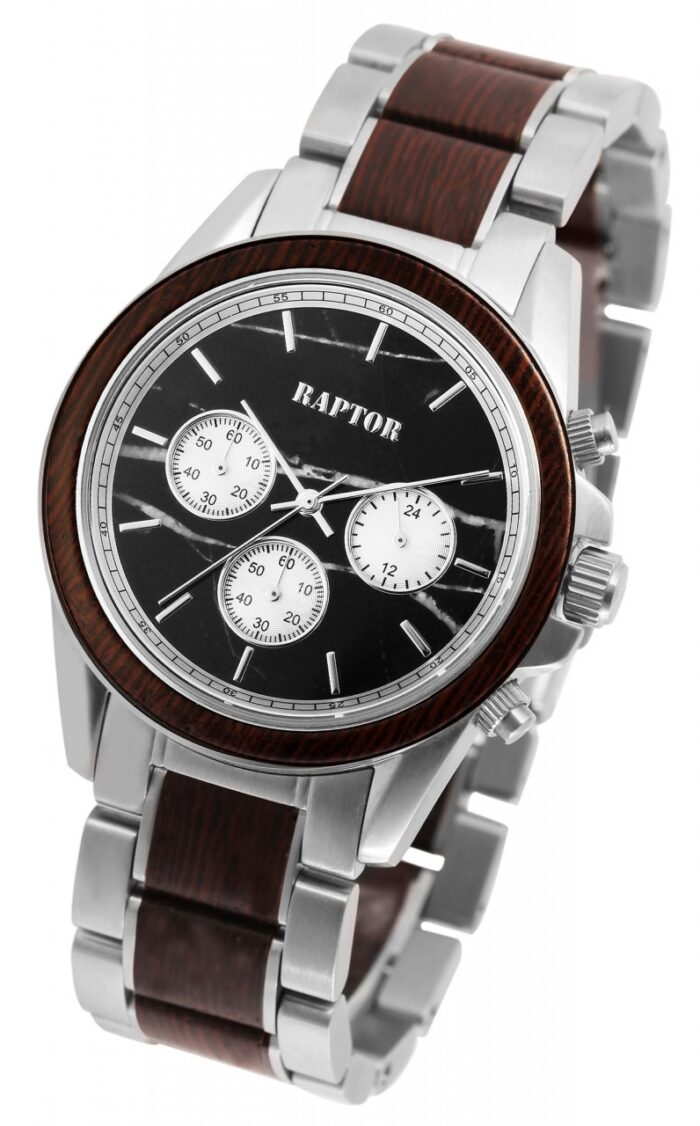 Raptor Herrenchronograph "Chiko" aus Edelstahl und Holz - Image 8