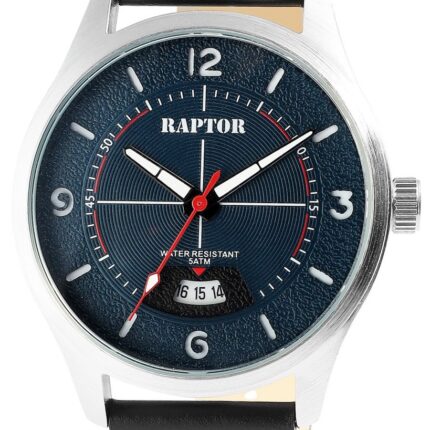 Raptor Herrenuhr "Falkor" mit Lederarmband, Datumsanzeige, 5 ATM