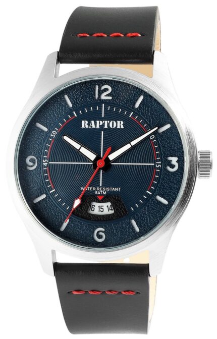 Raptor Herrenuhr "Falkor" mit Lederarmband, Datumsanzeige, 5 ATM