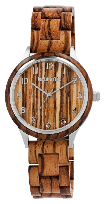 Raptor Herrenuhr "Cedric", Holzarmband und -gehäuse mit Edelstahl