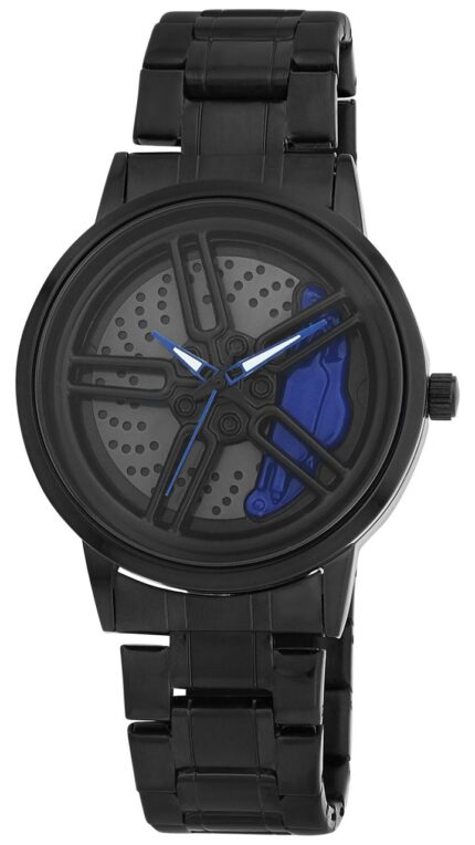 Raptor Herrenuhr "Kurt" mit rotierender Felge und Edelstahlband, Ø 42 mm, 3 ATM