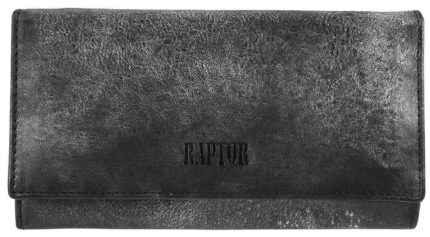 Raptor Damen Geldbörse aus Echt Leder, Querformat 19 x 10 cm.