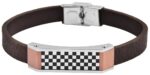 Raptor Unisex Echtleder Armband mit Edelstahlplatte