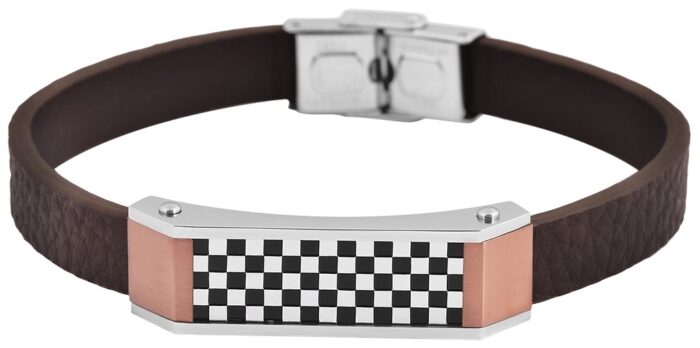 Raptor Unisex Echtleder Armband mit Edelstahlplatte - Image 1