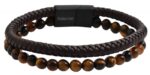 Raptor Echtlederarmband, braun, Naturstein mit Magnetschließe
