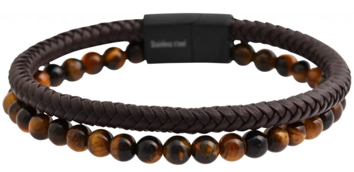 Raptor Echtlederarmband, braun, Naturstein mit Magnetschließe - Image 3