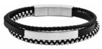 Raptor Echtlederarmband mit Edelstahlmagnetschließe, schwarz und silberfarbig...
