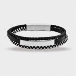 Raptor Echtlederarmband mit Edelstahlmagnetschließe, schwarz und silberfarbig... - Image 2