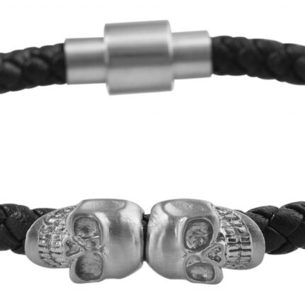 Raptor Echtlederarmband, geflochten, Totenkopf