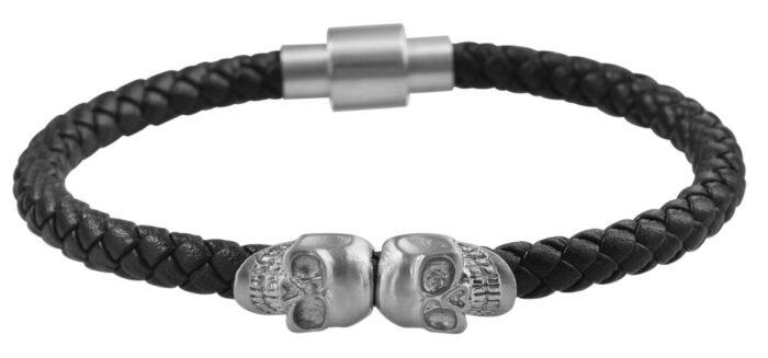 Raptor Echtlederarmband, geflochten, Totenkopf - Image 1