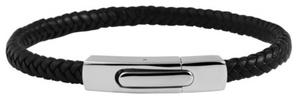 Raptor Armband aus Lederimitat, geflochten mit Edelstahlclipverschluss