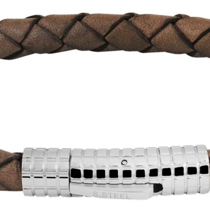 Raptor Echtlederarmband, geflochten mit Edelstahlclipverschluss