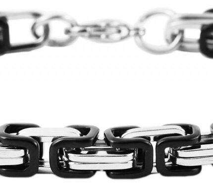 Raptor Königskettenarmband, Edelstahl, silberfarben und schwarz, Stärke 5 mm