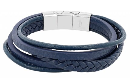 Raptor Armband, mehrreihig, Leder mit Lederimitat & 316L Edelstahlelemente, d...