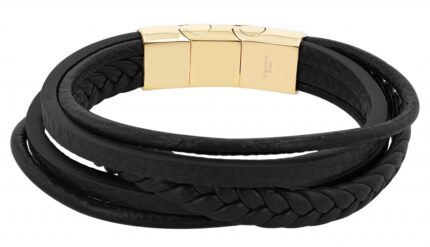 Raptor Armband, mehrreihig, Leder mit Lederimitat & 316L Edelstahlelemente, s...