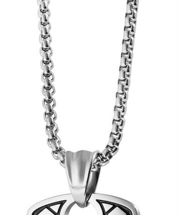 Raptor Halskette mit Dog Tag Anhänger, gravierbar, 61 cm, silberfarben