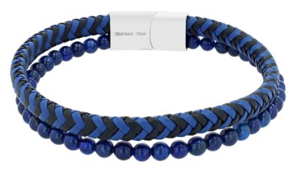 Raptor Armband aus echtem Leder und Naturstein mit Magnetverschluss